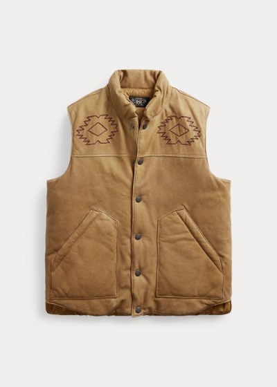 Pánské Vesty Ralph Lauren Hand-Embroidered Kožené - 78095-TYGK